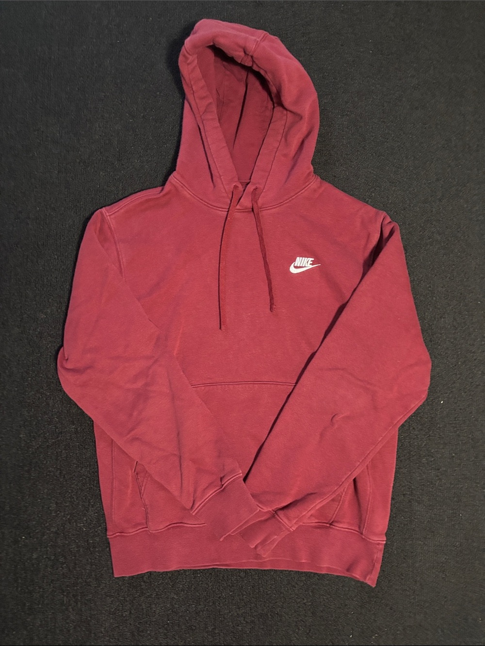 Nike Men's Burgundy Pullover Hoodie with White Logo